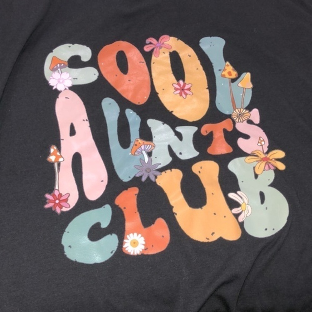SHEIN black graphic T-shirt size large cool aunts club - Picture 7 of 7